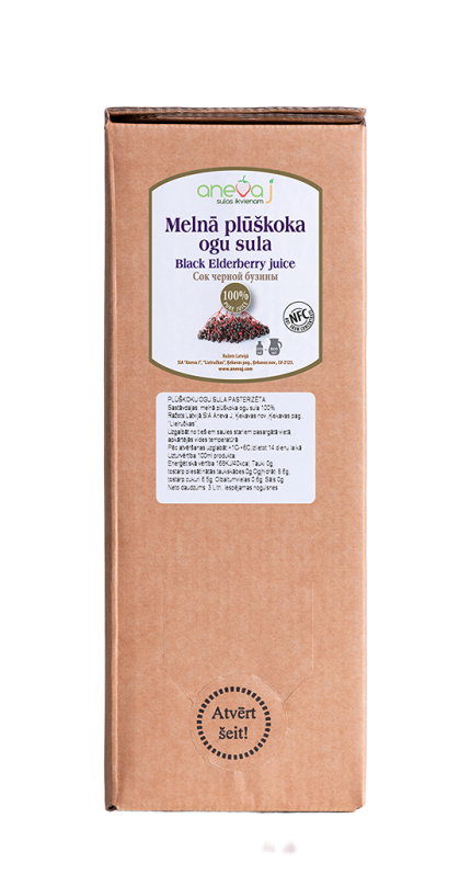 Melnā plūškoka ogu sula dabīga, 3L, ANEVA