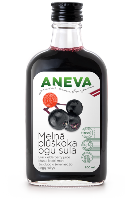 Melnā plūškoka ogu sula dabīga, 200ml, ANEVA